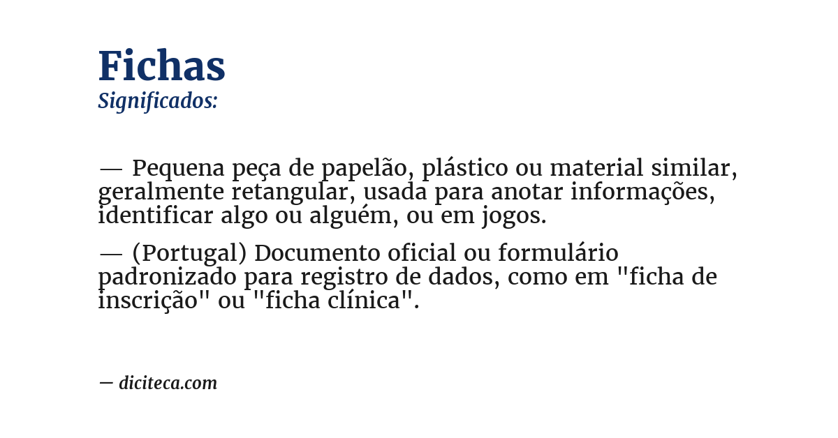 Significado de fichas