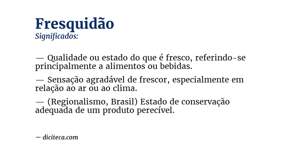 Significado de fresquidão