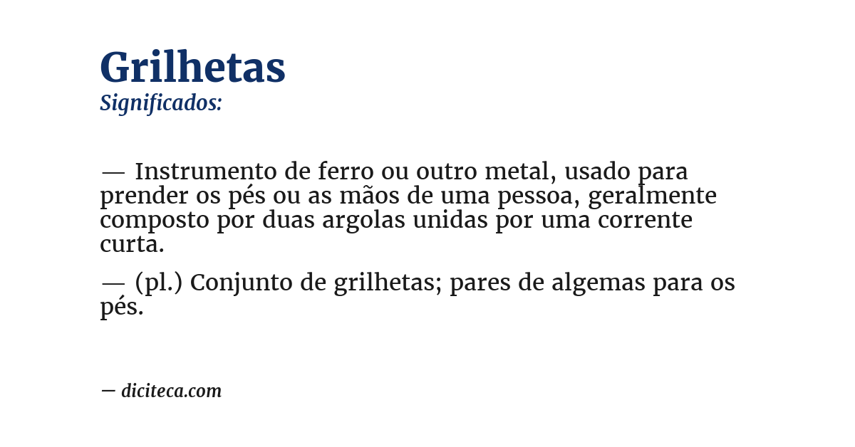 Significado de grilhetas