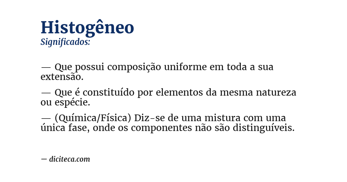 Significado de histogêneo