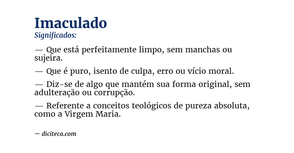 Significado de imaculado
