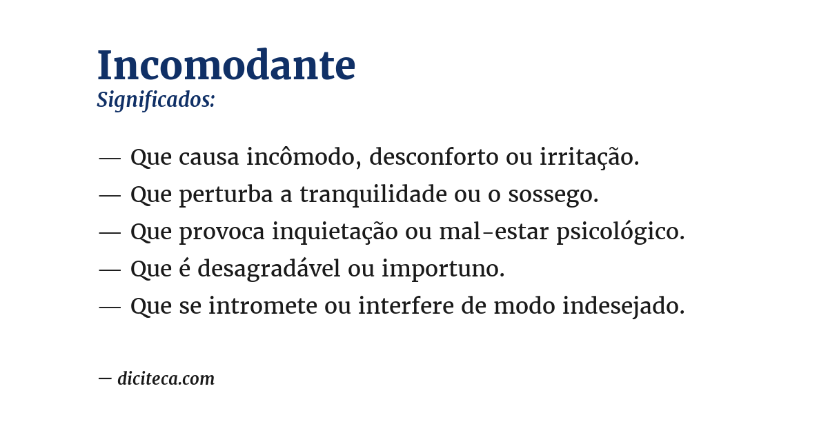 Significado de incomodante