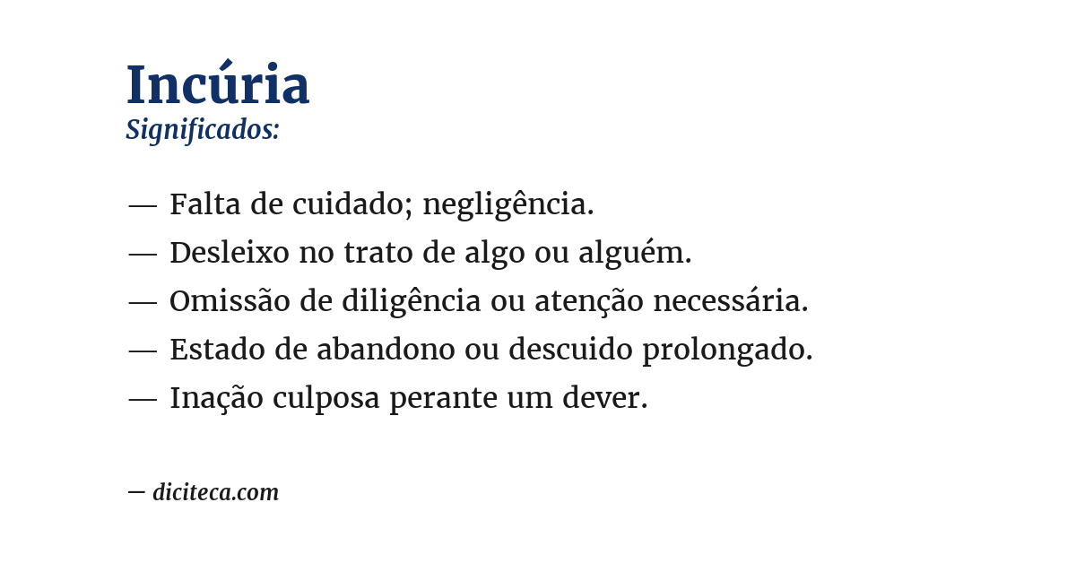 Significado de incúria