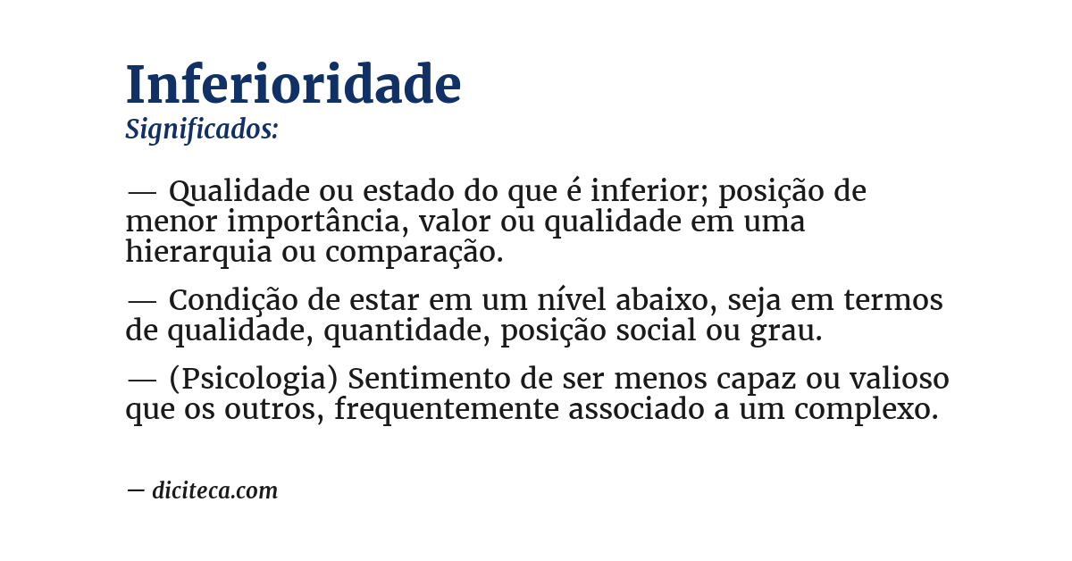 Significado de inferioridade