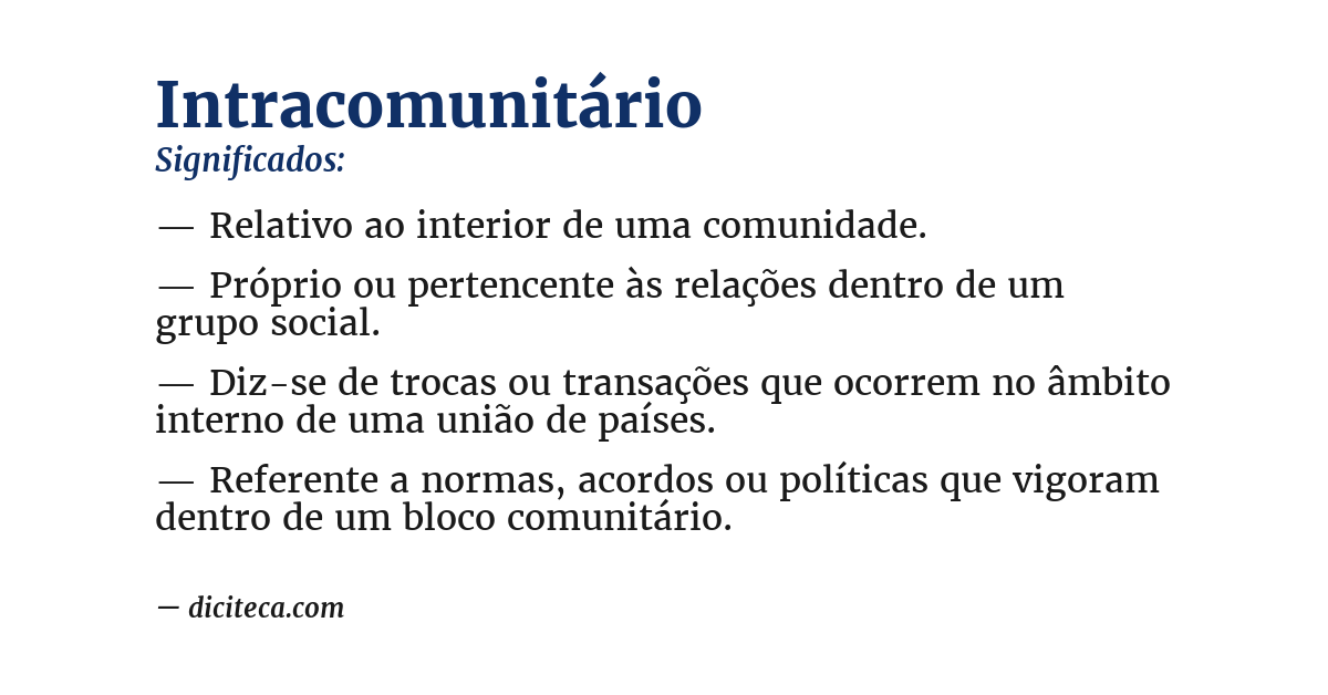 Significado de intracomunitário