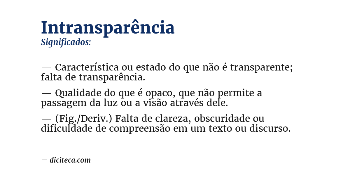 Significado de intransparência