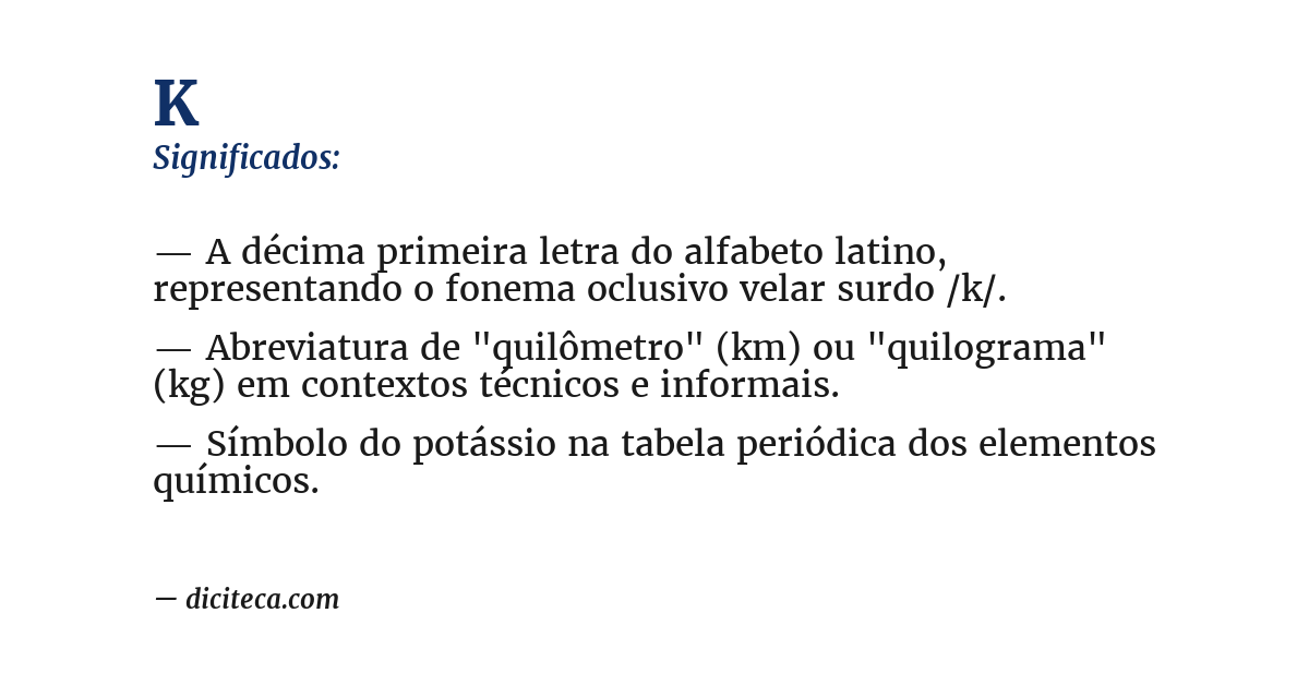 Significado de k