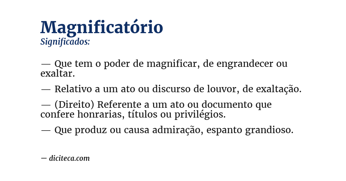 Significado de magnificatório