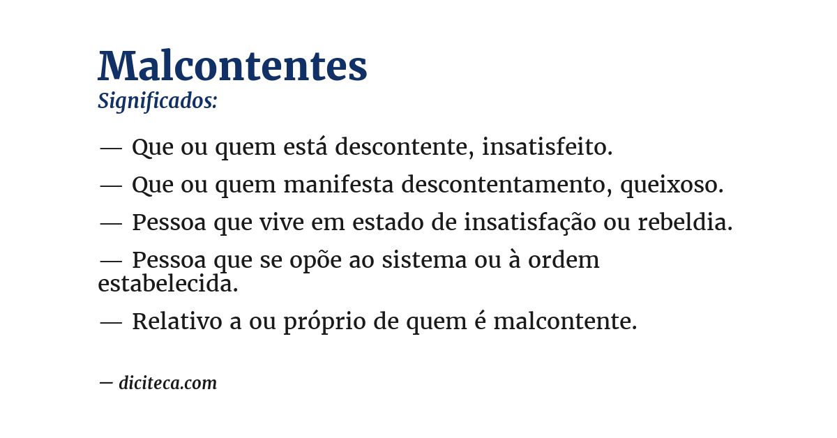 Significado de malcontentes