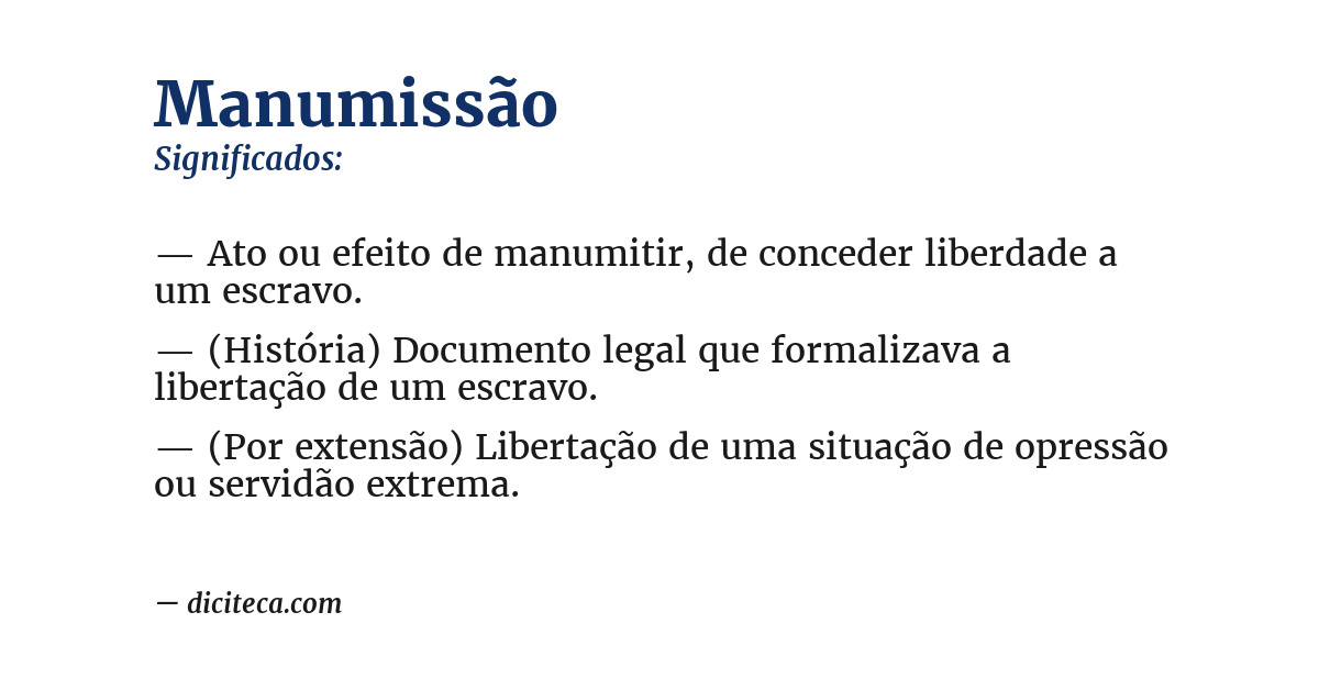 Significado de manumissão