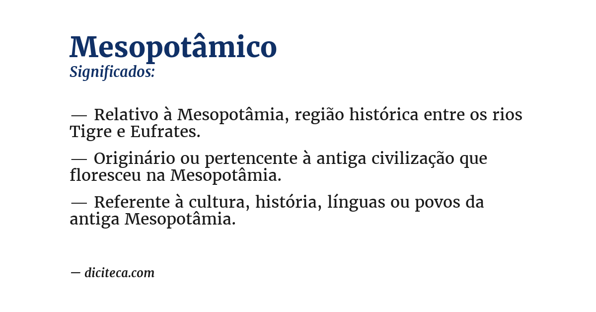 Significado de mesopotâmico