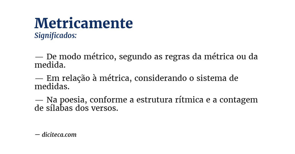 Significado de metricamente