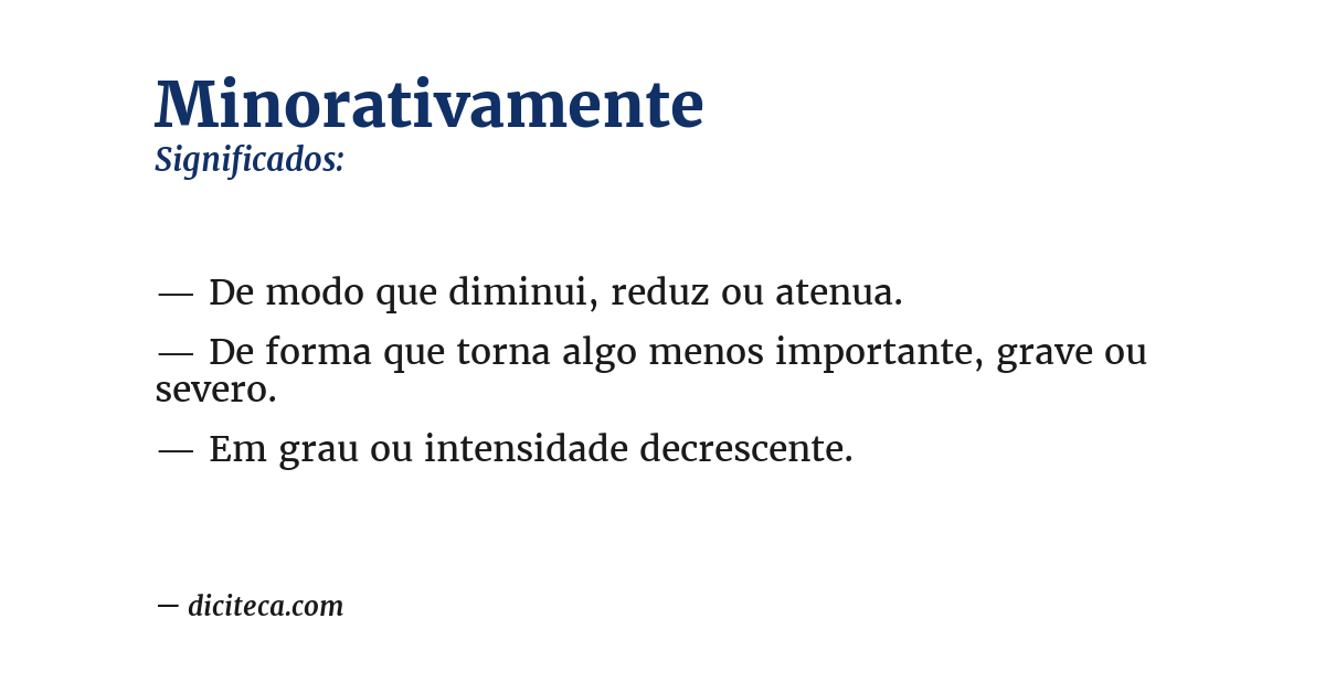 Significado de minorativamente