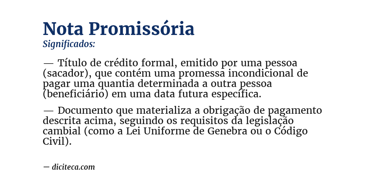 Significado de nota promissória
