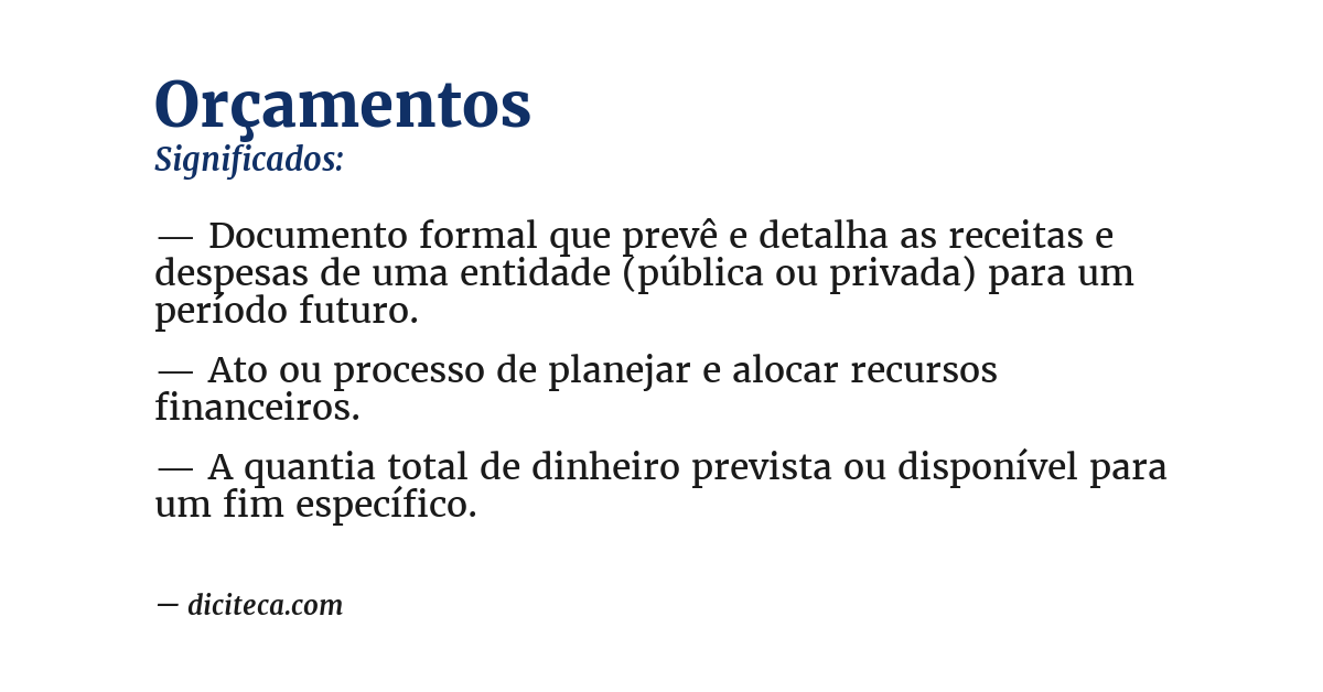 Significado de orçamentos