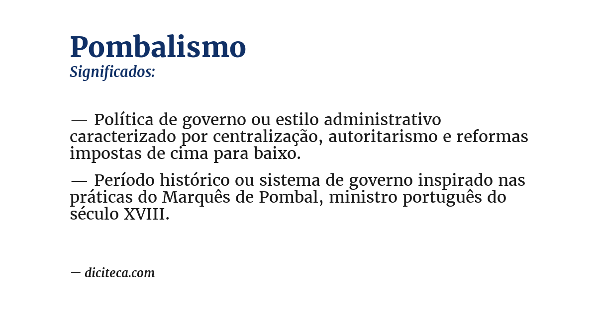 Significado de pombalismo