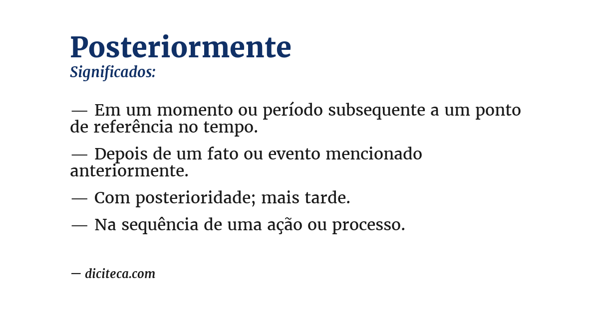 Significado de posteriormente