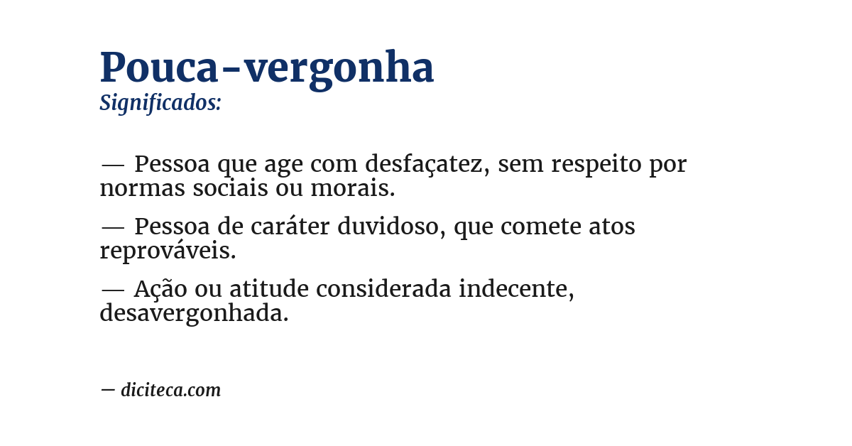 Significado de pouca-vergonha