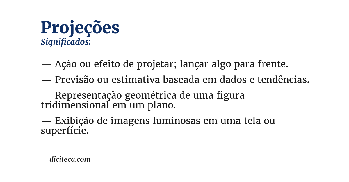 Significado de projeções