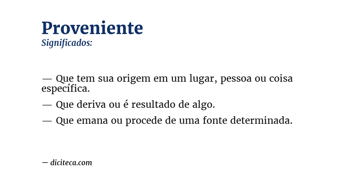 Significado de proveniente