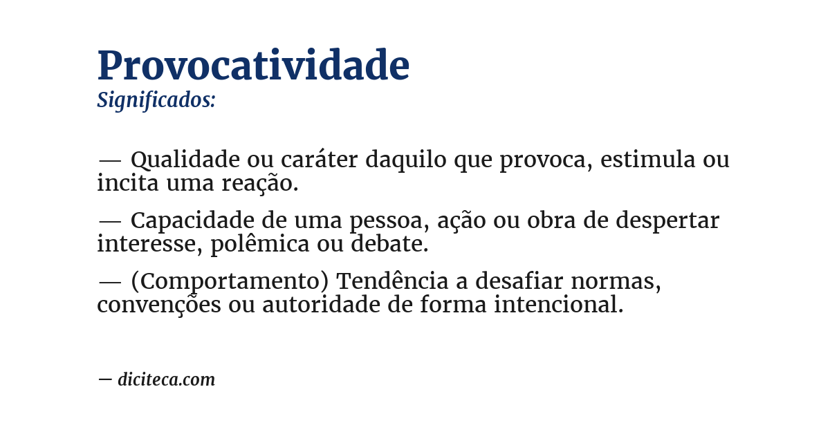Significado de provocatividade