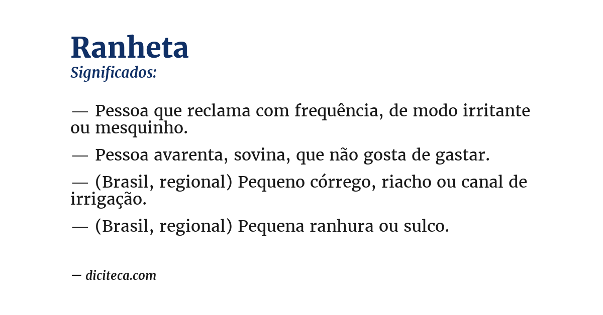 Significado de ranheta