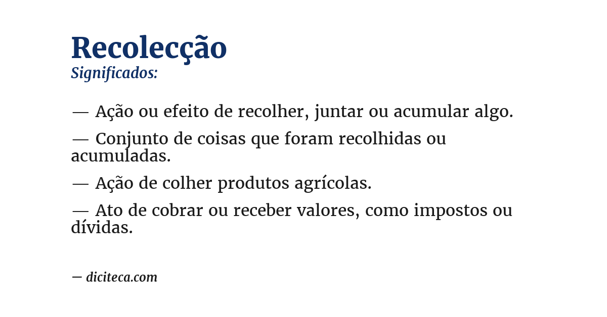 Significado de recolecção