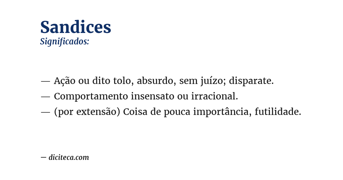 Significado de sandices