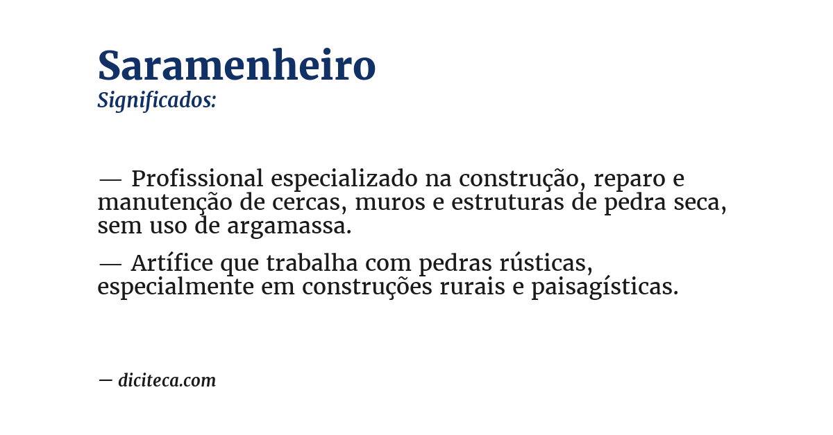 Significado de saramenheiro