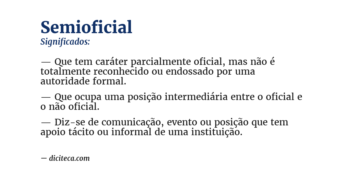 Significado de semioficial