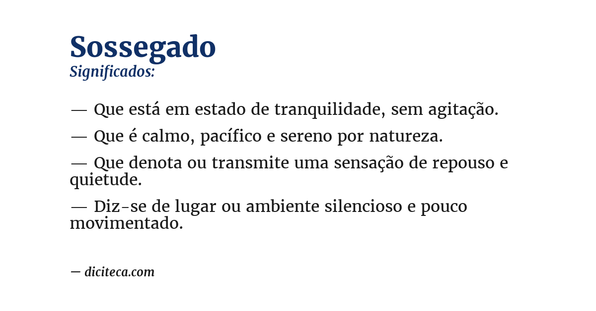 Significado de sossegado