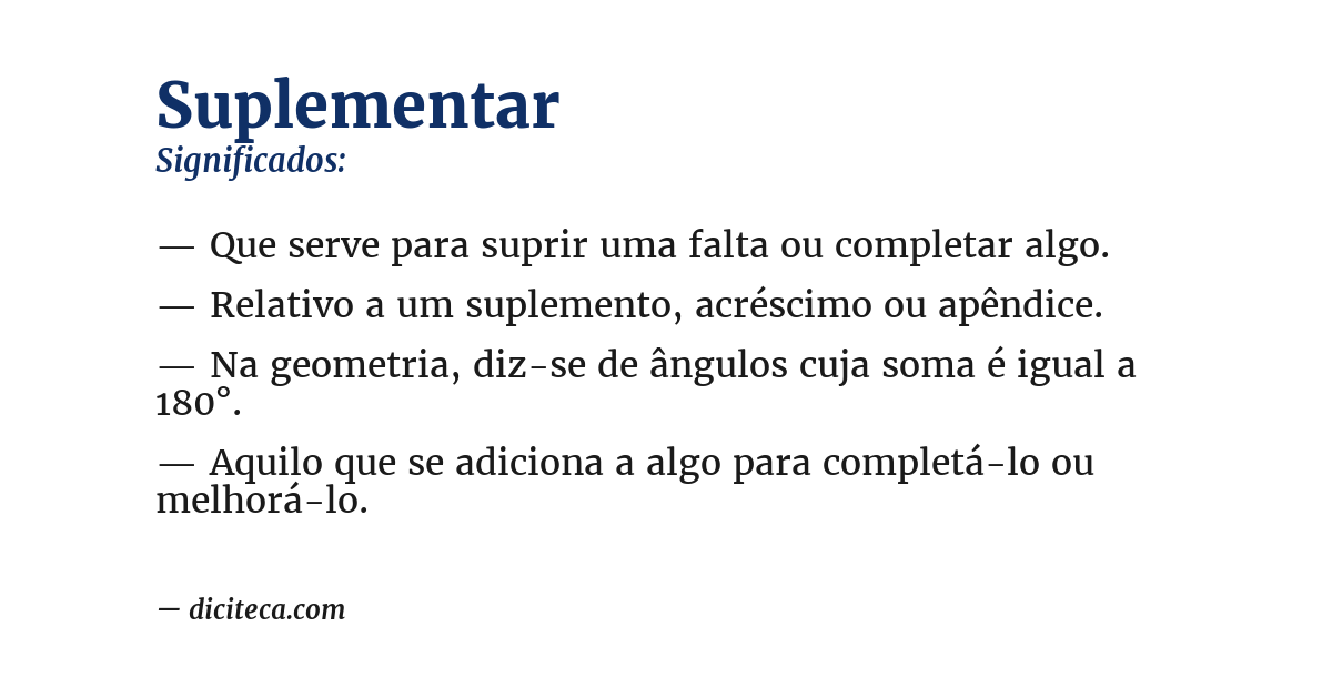 Significado de suplementar