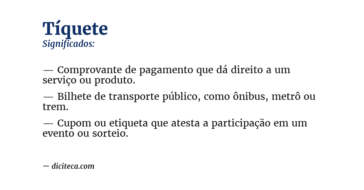 Significado de tíquete