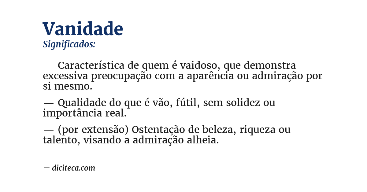 Significado de vanidade