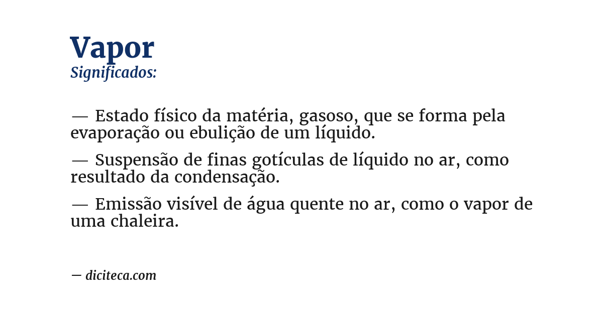 Significado de vapor
