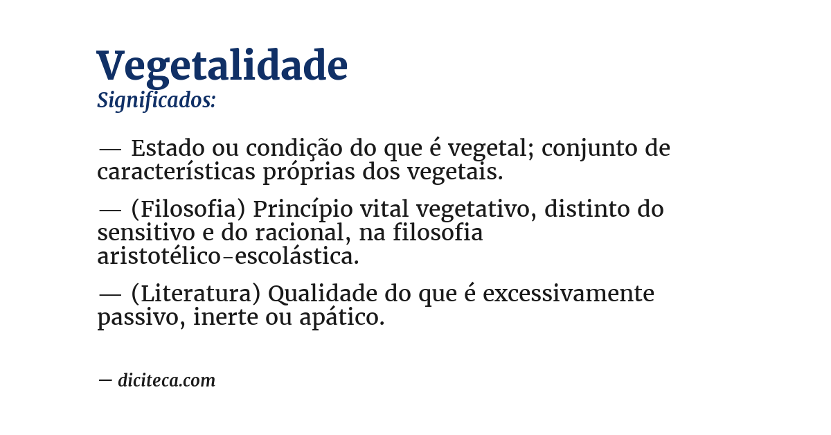 Significado de vegetalidade