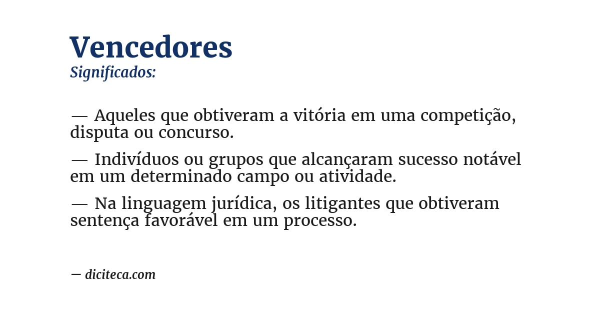 Significado de vencedores