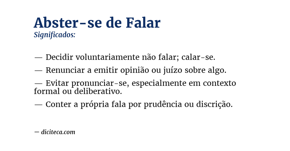 Significado de abster-se de falar