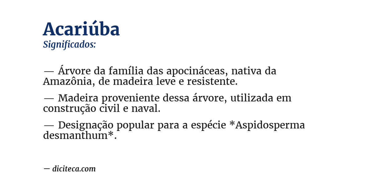 Significado de acariúba