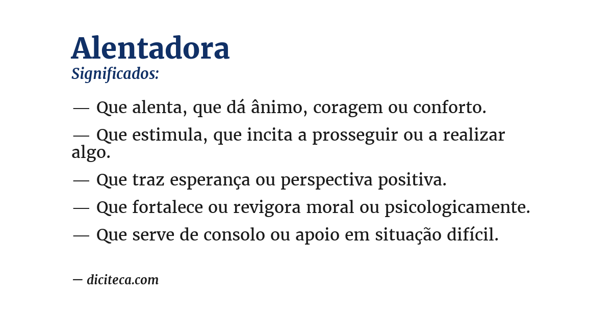 Significado de alentadora