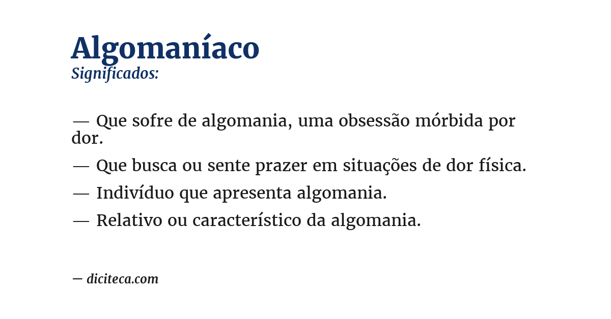 Significado de algomaníaco