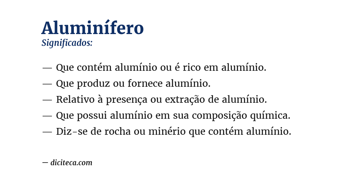 Significado de aluminífero