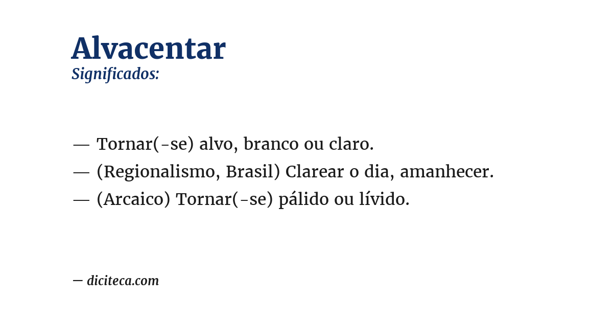 Significado de alvacentar