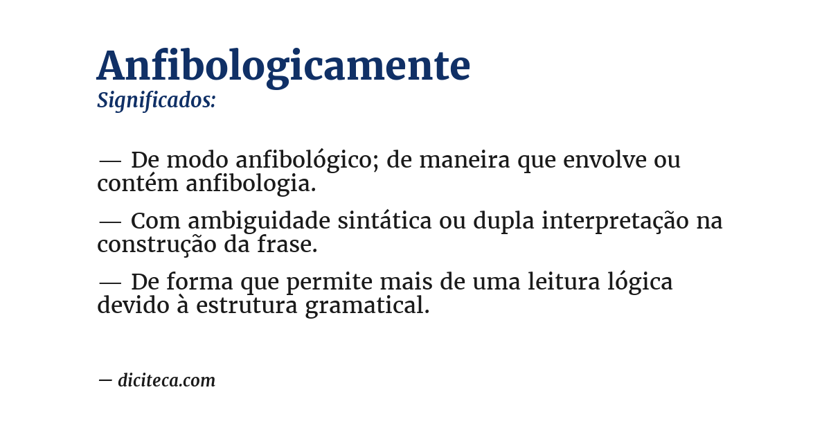 Significado de anfibologicamente