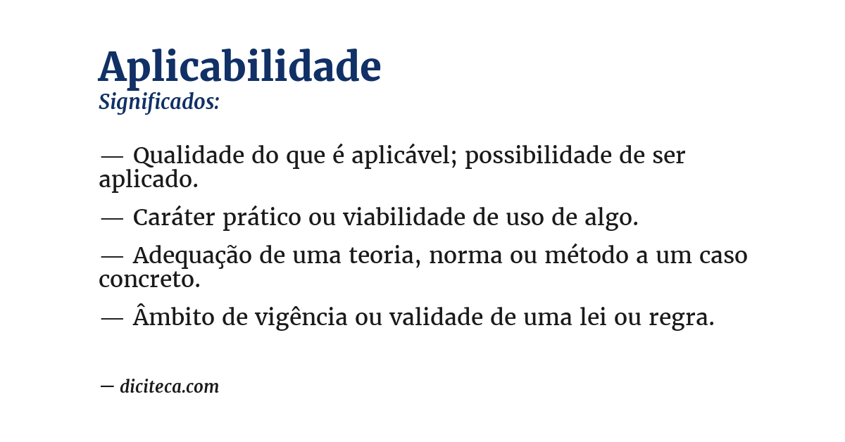 Significado de aplicabilidade