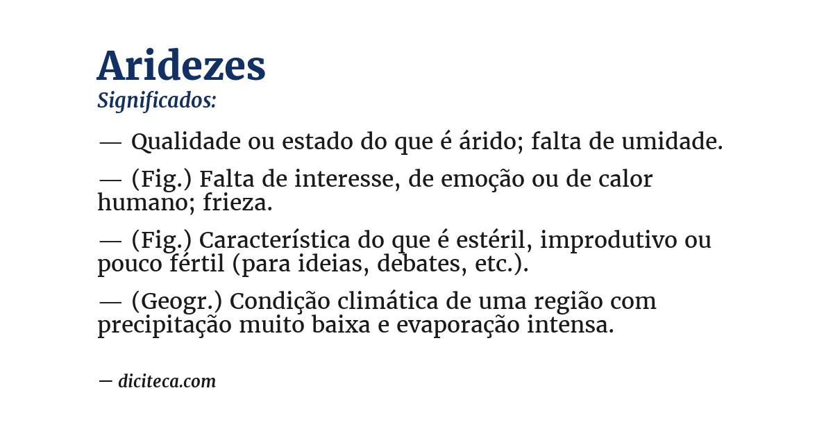 Significado de aridezes