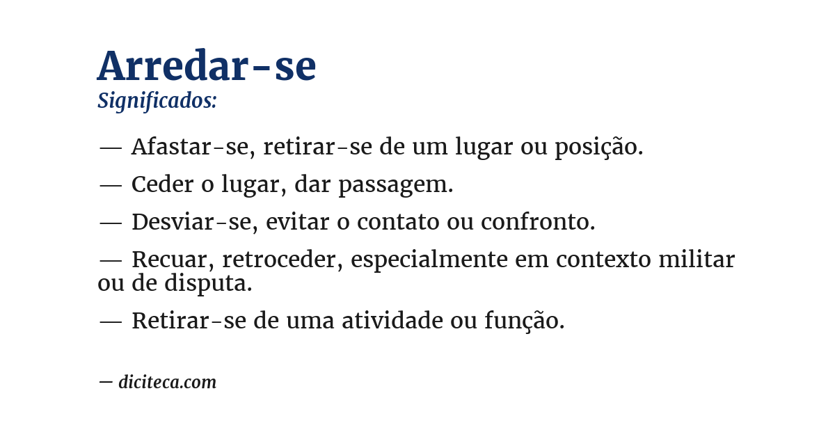 Significado de arredar-se