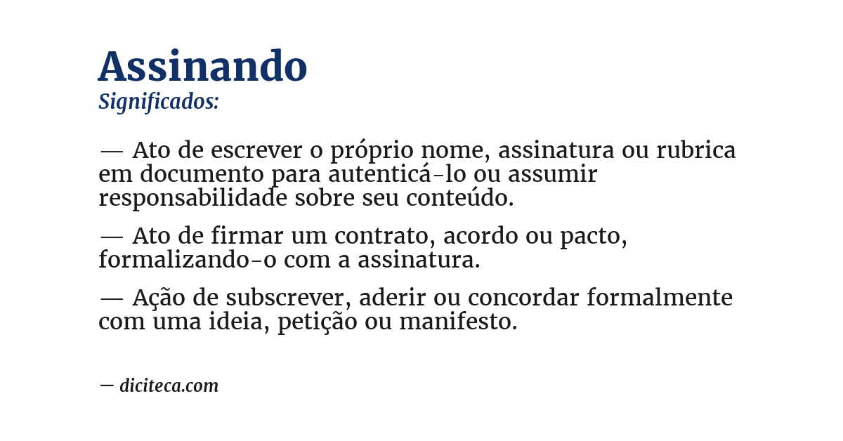 Significado de assinando