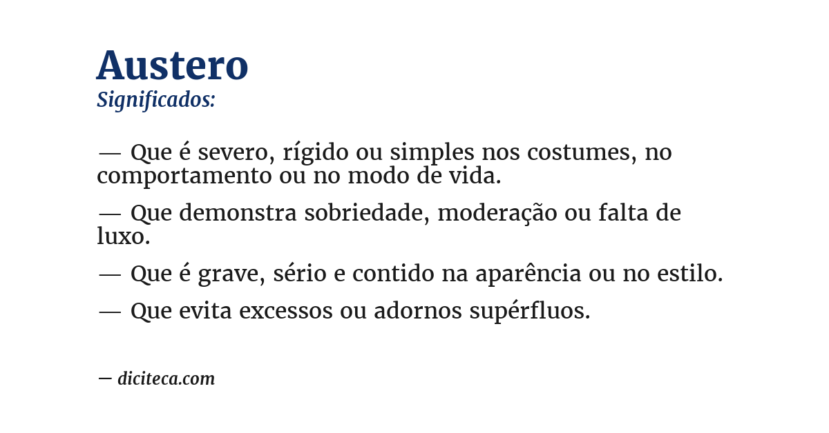 Significado de austero