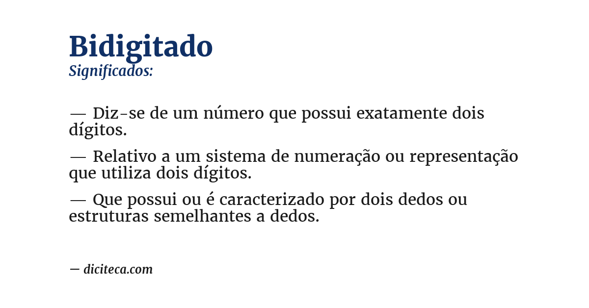 Significado de bidigitado